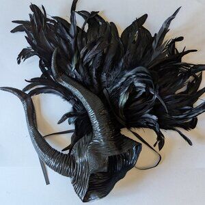 Disney Maleficent costume - black rubber horns and feather neck piece